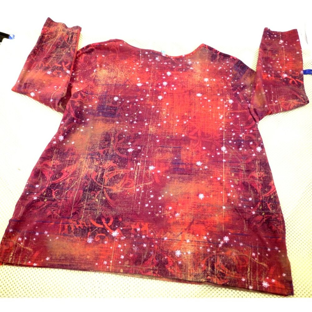 Christmas Graphic Red Snowflake Print Top Fresh Women 2X Fresh Cotton/Polyester - Picture 2 of 8